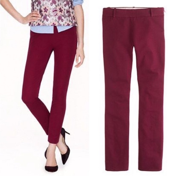 J. Crew Pants - J.Crew Minnie Pant Stretch Twill Cabernet Red Maroon Skinny Cropped Pants